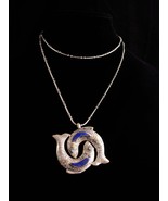 Vintage  large Lapis fish necklace - Turkish Gemini Necklace - vintage A... - £179.63 GBP