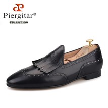 Piergitar handmade men leather shoes with metal spikes fashion party and wedding - £212.89 GBP