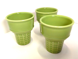 Pfaltzgraff Ceramic Ice Cream Cone Green Waffle Pastel Spring - Cups Lot... - $21.18