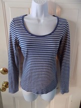 Boden Blue/White Striped Long Sleeve Scoop Neck Shirt Size 10 Women&#39;s EUC - £15.49 GBP