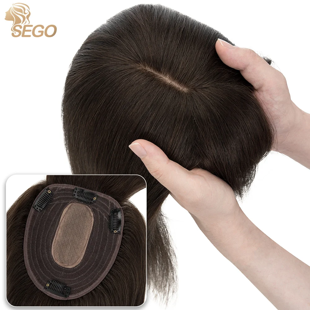 SEGO 13x15cm Human Hair Toppers For Women Straight Hair Wig Natural Hair... - £47.59 GBP+