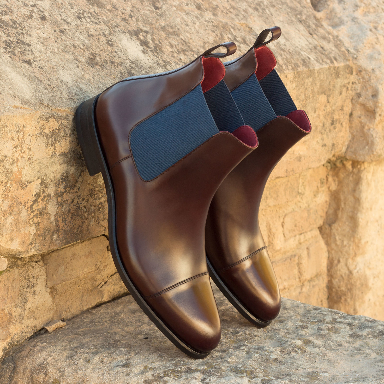 New Handmade Men's Brown Cap Toe Chelsea Boot, Men's Leather High Ankle Fashion
