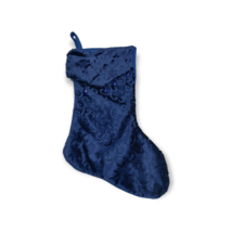 Blue Felt Crushed Velvet Christmas Stocking - 15 inches Long - £6.80 GBP
