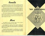 Romelle and Muri Brochure 1964 Duo Sensationale Musical Act - $34.61