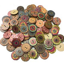 200 Pcs Wood Buttons, Vintage Wood Buttons With 2 Holes For Diy Sewing Craft Dec - £11.18 GBP