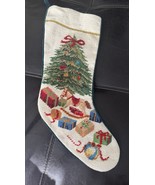 Vintage Needlepoint Christmas Stocking Tree Rocking Horse Velvet Back - €18,23 EUR