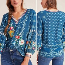 Anthropologie Vineet Bahl Jocelyn Embroidered Floral V-Neck Blouse Top S... - £31.09 GBP