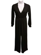 Haute Hippie Womens Small Black Long Sleeve Deep V Neck Jumpsuit Wide Leg - $24.70