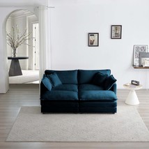Blue Chenille Sectional Sofa &amp; Ottomans Set - $766.99