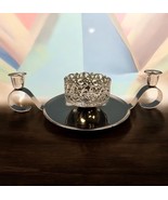 Vtg MetalGlow Wedding Unity Candle Pillar And Taper Holder Candleholder ... - $33.83 CAD