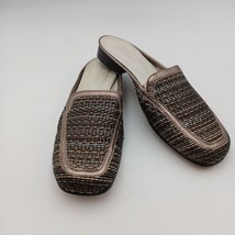 Sesto Meucci Women&#39;s Brown Metal Leather Slide On Loader Sz 9.5 M Italy Unique - $37.39