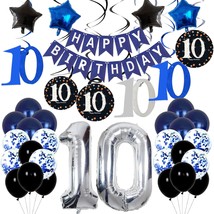 10Th Birthday Decorations For Boys Girls Blue Birthday Decorations For T... - $25.99