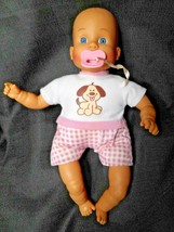 Baby GIRL DOLL 13&quot; Plush Soft Toy w Pacifier H K Citi Hong Kong City Toys BS219 - £18.25 GBP
