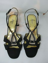 Ros Hommerson Slingback Strappy Embellished Black Sandals 10W #267 - Nwob - £29.86 GBP