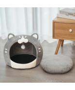 Cat Shaped House Cozy Cat Bed, Soft Pet Bed House with Cushion, Breathab... - £21.13 GBP