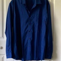 Hisdern Men&#39;s Blue Long Sleeve Button-Down Dress Shirt Size L - $14.85