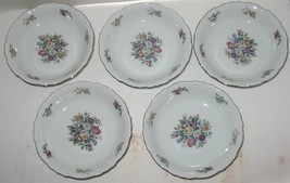 5 Vtg Crown Bavaria Floral Bouquet 5 3/8&quot; Dessert Sauce Bowls Made in Ge... - £21.57 GBP