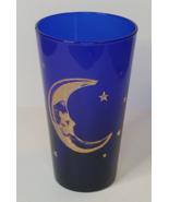 Culver Cobalt Blue Glass Tumbler Moon and Stars Gold Glass 5.88 in. Vint... - £13.20 GBP