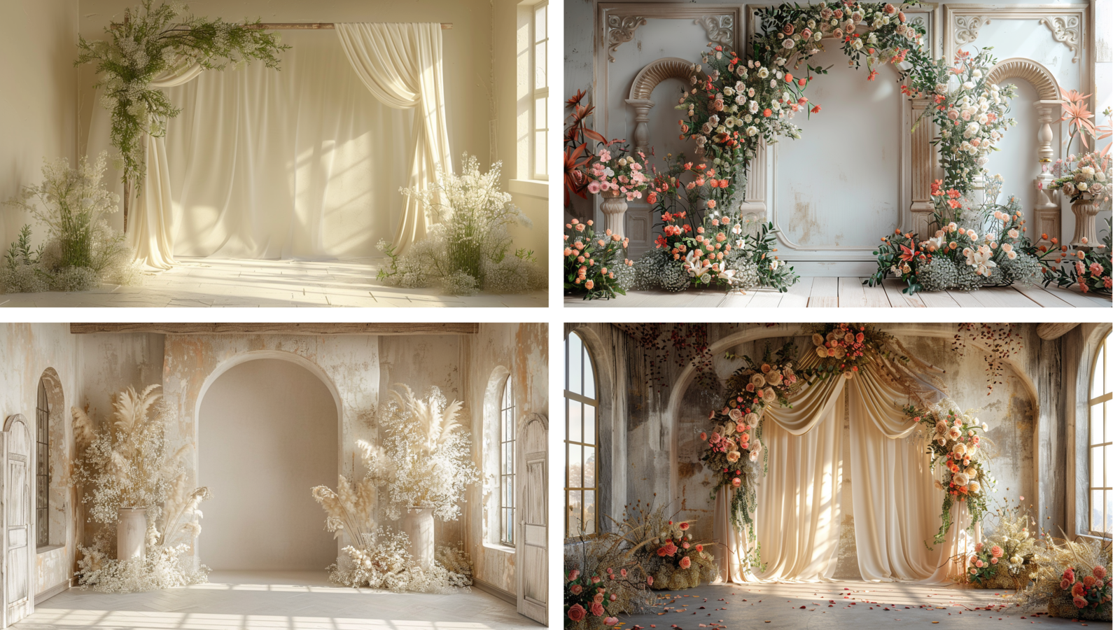 20 x Boho Cream Arch Frame Digital Backdrops, Studio Backdrop Overlays ...