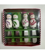 Pier 1 Imports Snowman Canapé Knife Set Spreaders 4 Pc New In Box - $33.85 CAD
