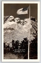 Black Hills South Dakota Mt Rushmore American Flag Blowing in Wind Postcard C26 - £7.04 GBP