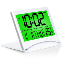 Betus Digital Travel Alarm Clock - Foldable Calendar Battery Operated (Silver) - £7.30 GBP