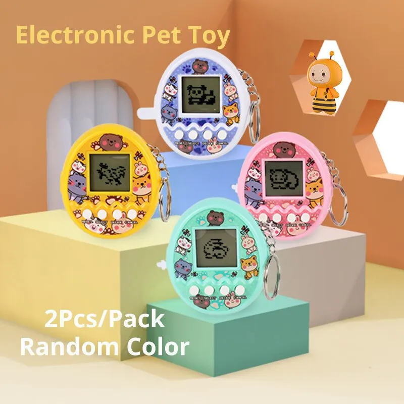2Pcs Cute Cartoon Mini Handheld Electronic Pet Game Console Random Color Virtual - £8.34 GBP