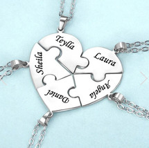 Free Custom Names Personality Heart Puzzle Necklace Engraved Names   - £12.53 GBP