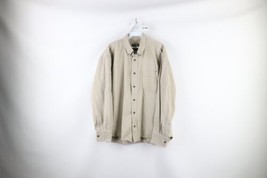 Vintage Cabelas Mens Large Faded Heavyweight Collared Button Shirt Beige Cotton - £30.92 GBP