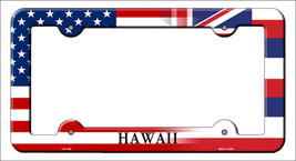 Hawaii|American Flag Novelty Metal License Plate Frame LPF-450 - £14.90 GBP