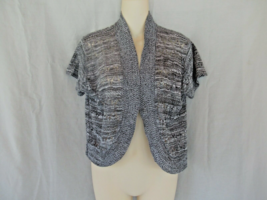 New York Collection sweater cardigan shrug XL gray multi open weave cap sl New - £13.02 GBP