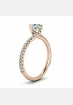2.20CT Rotondo Diamanti Finti Halo By-Pass Anniversario Anello 14K Rosa Dorato - £103.96 GBP