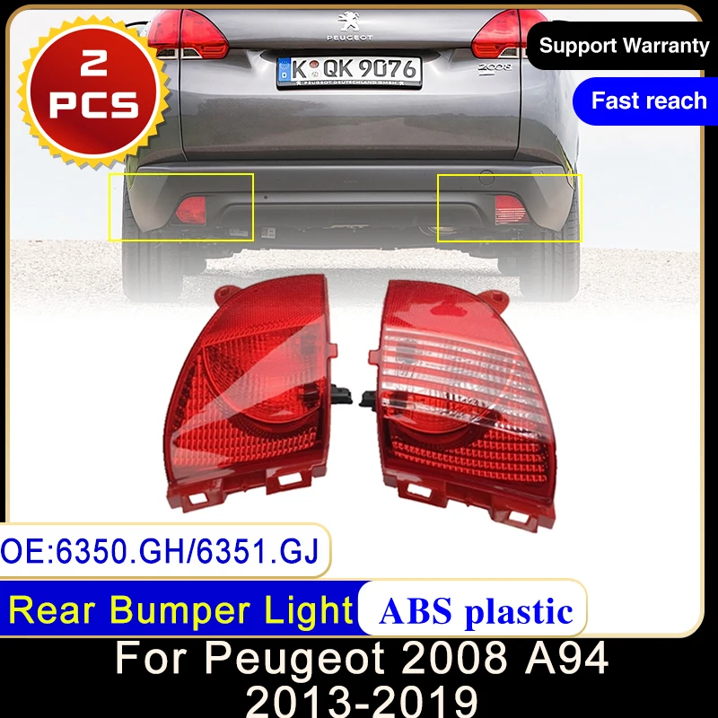 2x For Peugeot 2008 A94 2013~2019 Rear Bumper Brake Reflector Light Warning Fog - £33.83 GBP+