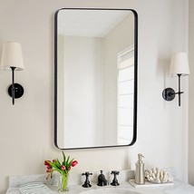 Wall Mirror For Bathroom, 24X36 Inch Black Bathroom Mirror, Stainless Steel Meta - £182.24 GBP