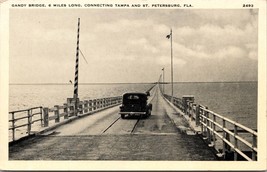 Vintage Postcard old car Gandy Bridge, between Tampa &amp; St Petersburg, FL a2 - £17.70 GBP