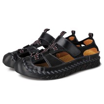 Summer New Men&#39;s Leather Sandals Casual Shoes Classic Beach Rubber Breathable De - £75.57 GBP