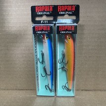 Lot 2 RAPALA F11 Original Floating Minnow Lure 4-3/8” Depth 4-6’ Blue Gold Red - £11.36 GBP