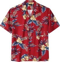 Men Hawaiian Shirts Short Sleeve Button Down Tropical Aloha Beach (Red,Size:XXL) - £15.45 GBP