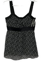 A Byer Tank Top Black Grey Semi Sheer Lined Top Size Small - $9.59