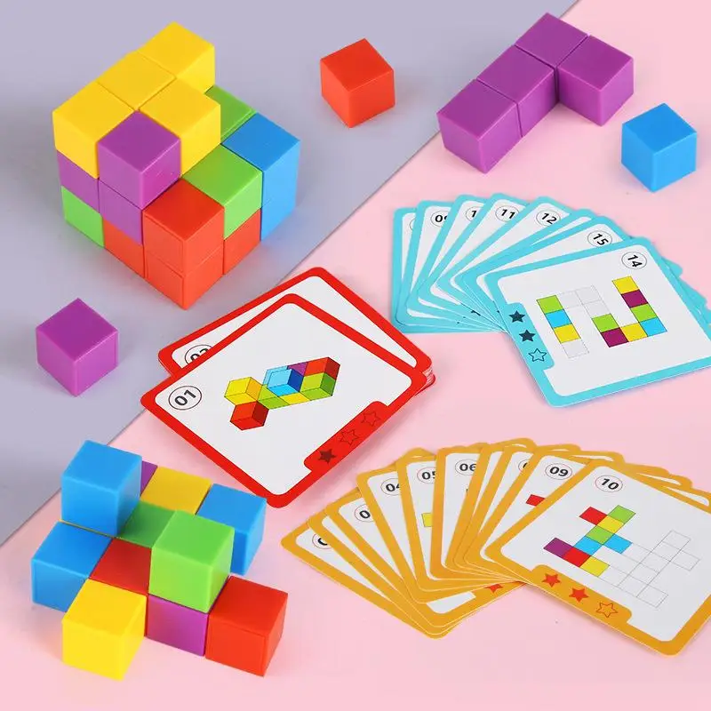 Montessori Magic Block Puzzle Toy Spatial Logical Thinking Training Game Rainbow - £16.66 GBP