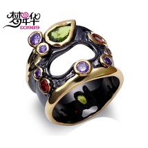 DreamCarnival1989 Olivine Red Purple Color CZ Rings for Women Neo-Gothic... - £18.59 GBP