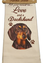 Dachshund Kitchen Dish Towel Dog Blk Doxie All You Need Is Love Pet Cott... - $11.38