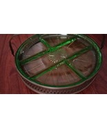 Uranium or Vaseline glass server Huge green glows in blacklight basket handle - $299.00