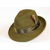 Mens Bruno Capelo Hat Australian Wool Crushable Fedora Giovani Olive Green UN111 image 2