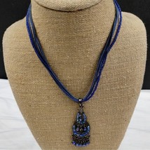 Vintage Women&#39;s Blue Pendent 19&quot; Jewelry/Necklace SKU3767 - £15.40 GBP