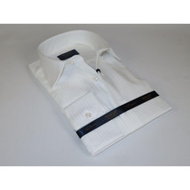 Men 100% Cotton Shirt Manschett Quesste Turkey Slim Fit 6047-01 White Fancy image 2