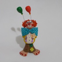 Ceciles Creations Clown With Balloons Figure Bow Tie Vintage Figurine Signed - £23.72 GBP