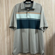 Walter Hagen Polo Shirt Mens Size XL Gray Orange Teal Striped Majors 11 Golf - £14.48 GBP