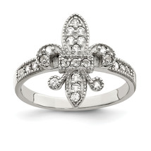 Silver  CZ Fleur-de-lis Ring QR2095 - $48.52