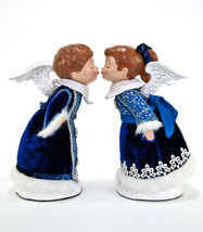 Katherine&#39;s Collection Kissing Azure Angels Boy And Girl New Ship Free - £557.46 GBP